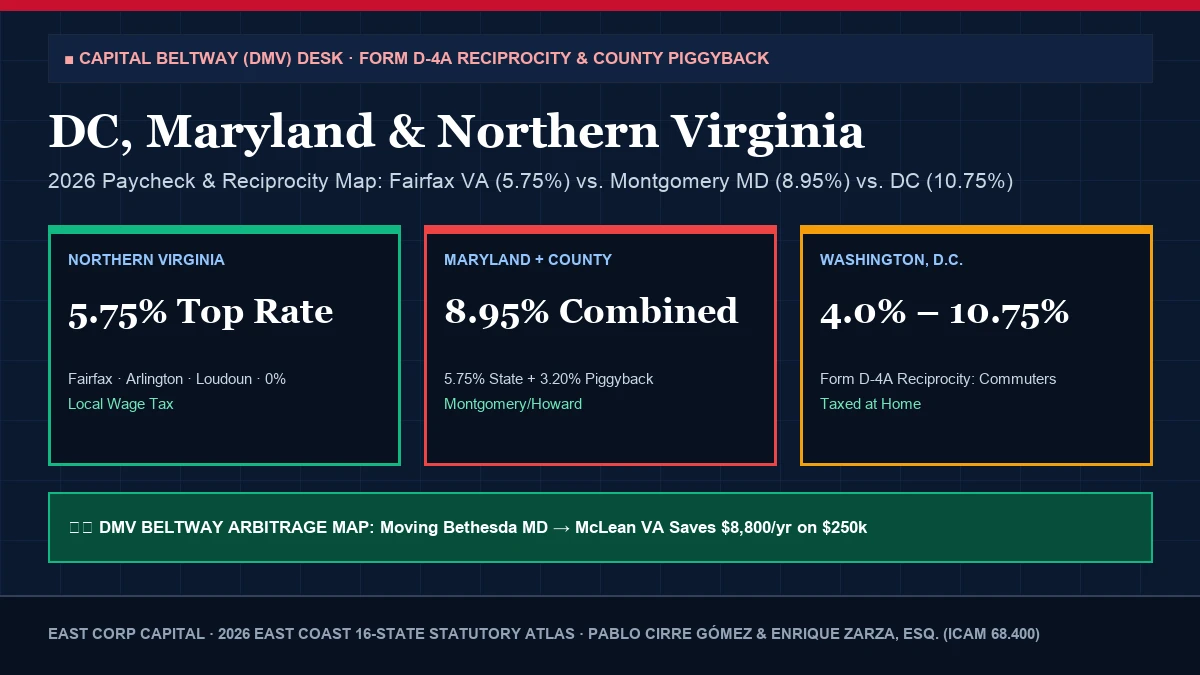 2026 DC Maryland and Northern Virginia DMV Paycheck and Tax Reciprocity Zone Map