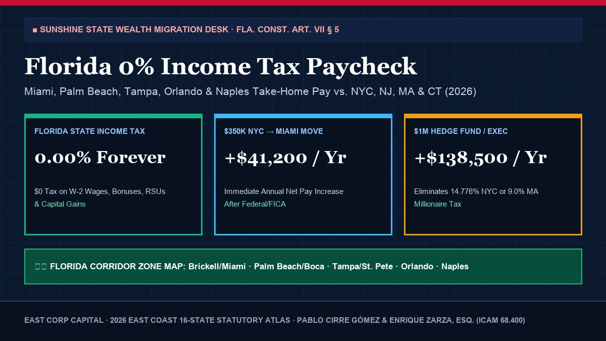 2026 Florida Paycheck Calculator and Zero State Income Tax Relocation Map Miami Palm Beach Tampa
