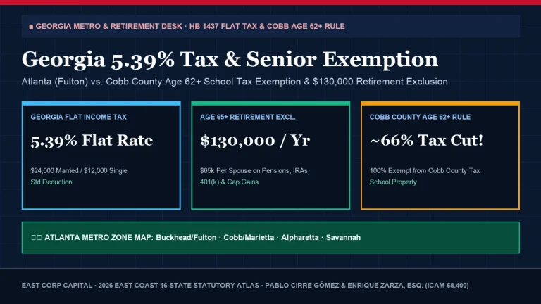 2026 Georgia 5.39 Percent Flat Income Tax 130k Retirement Exclusion and Cobb vs Fulton Property Tax Map