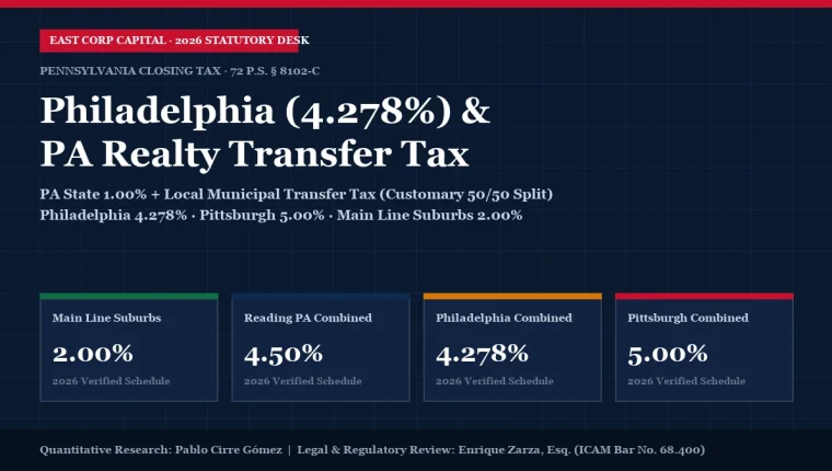 2026 Philadelphia 4.278 Percent and Pennsylvania Realty Transfer Tax Split Calculator Chart