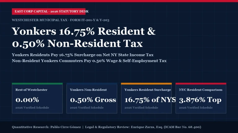 2026 Yonkers Resident 16.75 Percent Income Tax Surcharge and 0.50 Percent Non-Resident Earnings Tax Calculator Chart