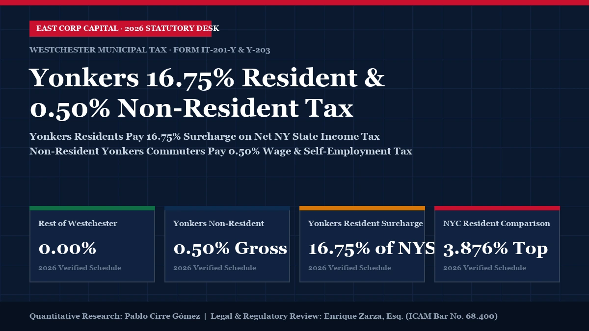 2026 Yonkers Resident 16.75 Percent Income Tax Surcharge and 0.50 Percent Non-Resident Earnings Tax Calculator Chart
